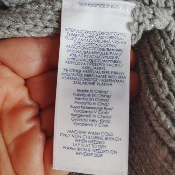 NWT GRAY CHAPS WOMEN'S CABLE KNIT SWEATER WITH SPARKLE - Picture 11 of 11